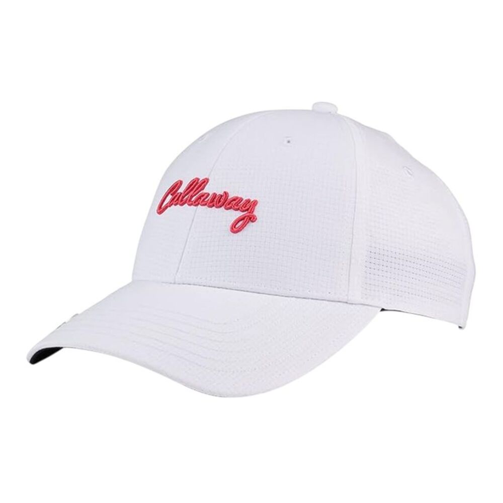 Callaway Mens Embroidered Logo Golf Cap / White/Coral
